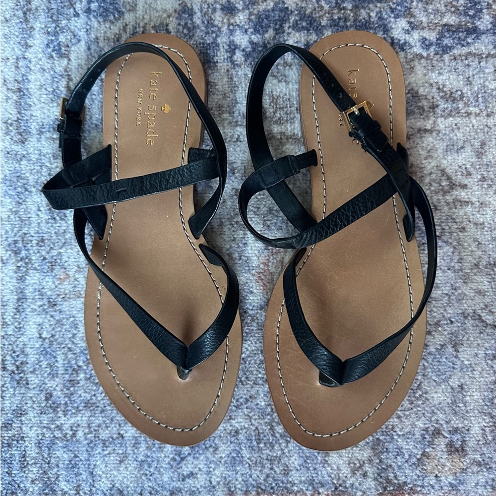Kate Spade Black Leather Sandals View 5